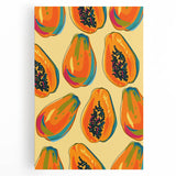 Black and white canvas print featuring assorted fruits, ideal for kitchen wall art.