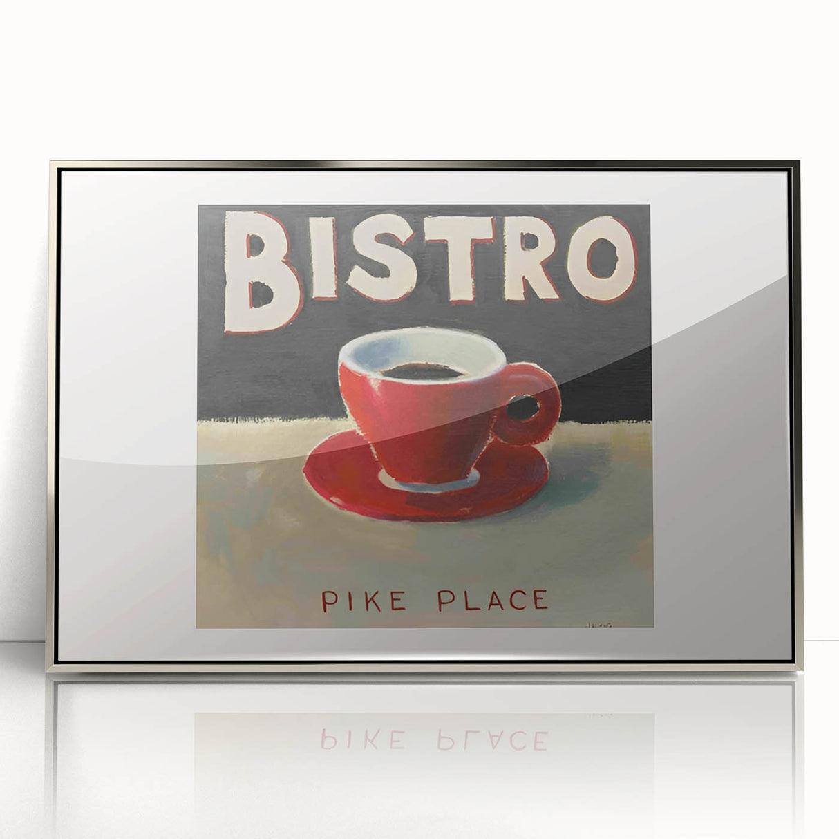 Mid-century modernist art featuring geometric shapes in muted colors on a framed acrylic, ideal for nursery wall decor.