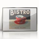 Mid-century modernist art featuring geometric shapes in muted colors on a framed acrylic, ideal for nursery wall decor.