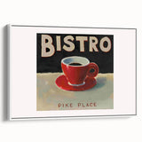 Extra large framed canvas featuring a vintage poster art of colorful, assorted foods, ideal for living room decor.