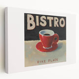 Large stretched canvas featuring a colorful depiction of various fruits and vegetables, ideal for kitchen wall decor.