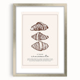 Textured art depicting abstract pastries in muted beige and brown tones on a framed silver mat, suitable for bedroom decor.