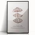Large abstract wall art featuring assorted pastries in muted colors, framed in black acrylic.
