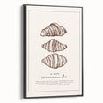 Black and white framed canvas featuring vintage poster art of assorted pastries, ideal for bedroom wall decor.