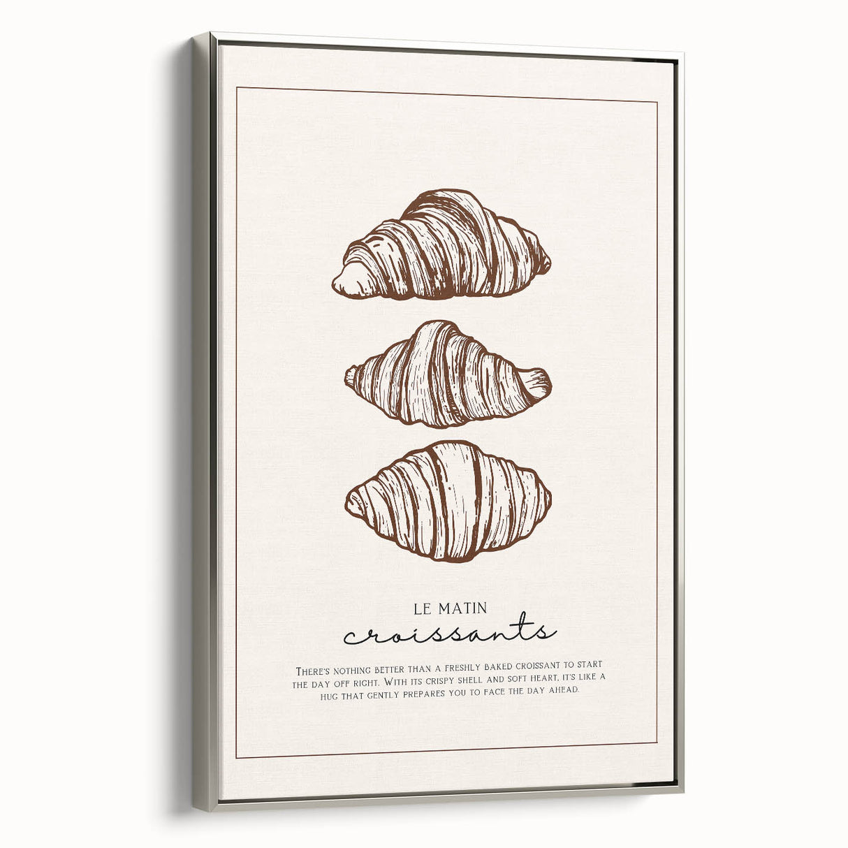 Landscape art painting of colorful pastries on a black background, framed in silver, suitable for kitchen wall decor.