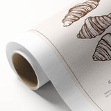 Art deco poster featuring assorted pastries in pastel colors on rolled canvas, ideal for nursery wall art.