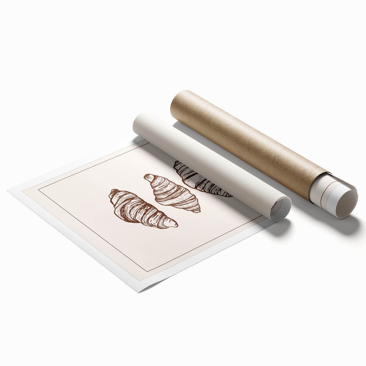 Extra large rolled print featuring an array of pastries and floral designs, in soft pastel tones.