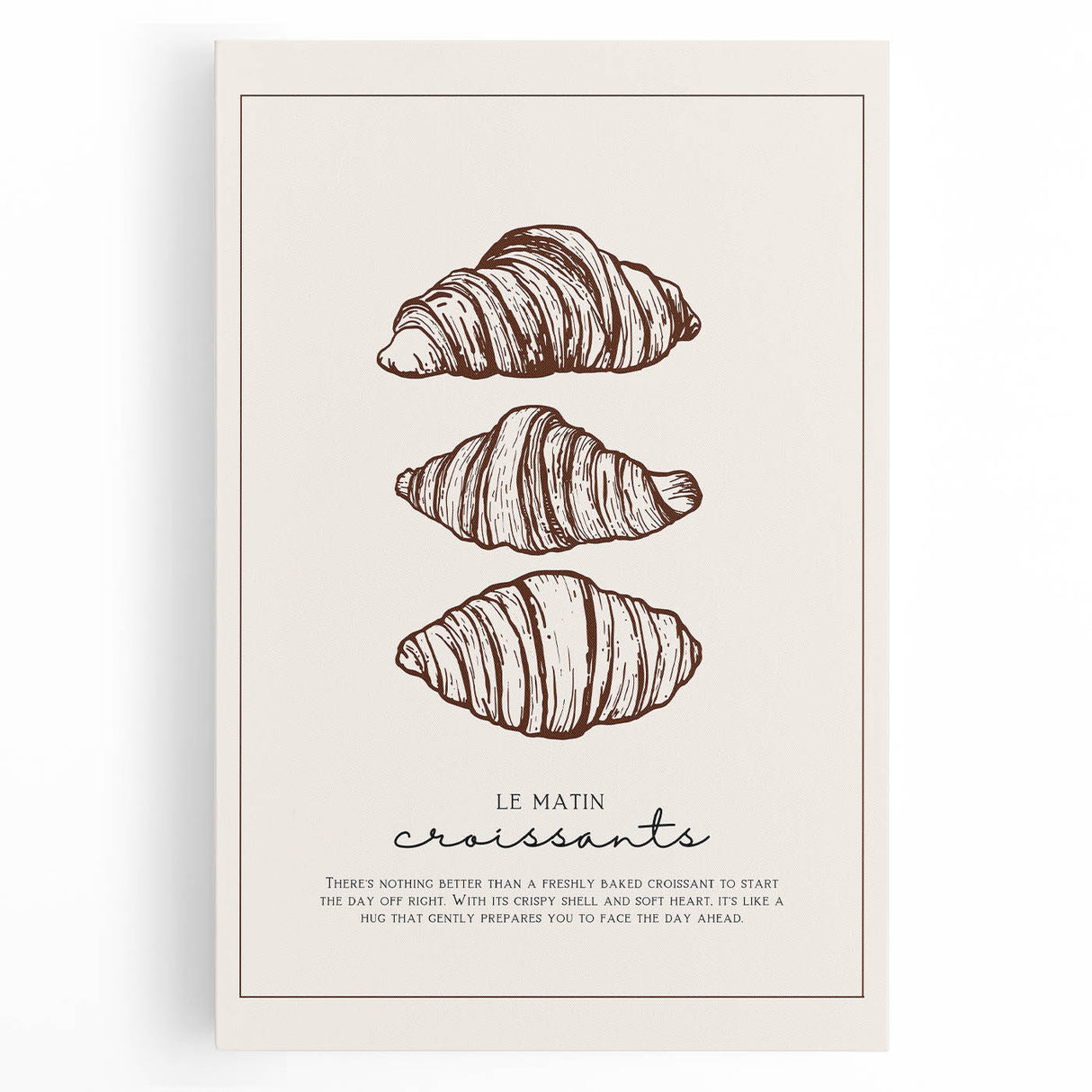 Black and white stretched canvas featuring an assortment of pastries, ideal for kitchen wall art.