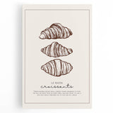 Black and white stretched canvas featuring an assortment of pastries, ideal for kitchen wall art.