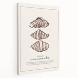 Large canvas print featuring an array of pastries in soft beige and brown tones, ideal for kitchen wall art.