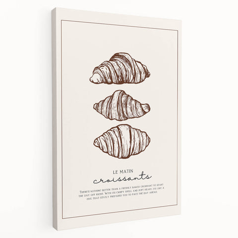 Large canvas print featuring an array of pastries in soft beige and brown tones, ideal for kitchen wall art.