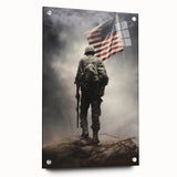 Soldier & American Flag - Patriotic Wall Art