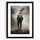 Soldier & American Flag - Patriotic Wall Art
