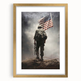 Soldier & American Flag - Patriotic Wall Art