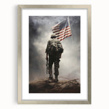 Soldier & American Flag - Patriotic Wall Art