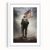 Soldier & American Flag - Patriotic Wall Art