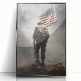 Soldier & American Flag - Patriotic Wall Art