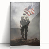 Soldier & American Flag - Patriotic Wall Art