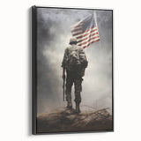 Soldier & American Flag - Patriotic Wall Art