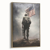 Soldier & American Flag - Patriotic Wall Art