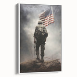 Soldier & American Flag - Patriotic Wall Art