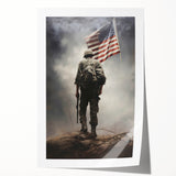 Soldier & American Flag - Patriotic Wall Art