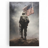 Soldier & American Flag - Patriotic Wall Art