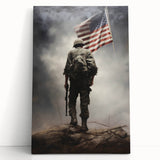 Soldier & American Flag - Patriotic Wall Art