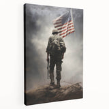 Soldier & American Flag - Patriotic Wall Art