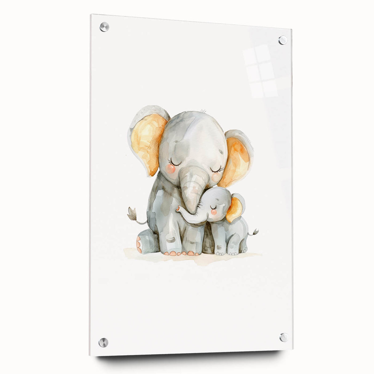 Cuddling Elephants Girls Room Wall Art – Nursery Animal Print