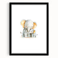 Cuddling Elephants Girls Room Wall Art – Nursery Animal Print