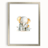 Cuddling Elephants Girls Room Wall Art – Nursery Animal Print
