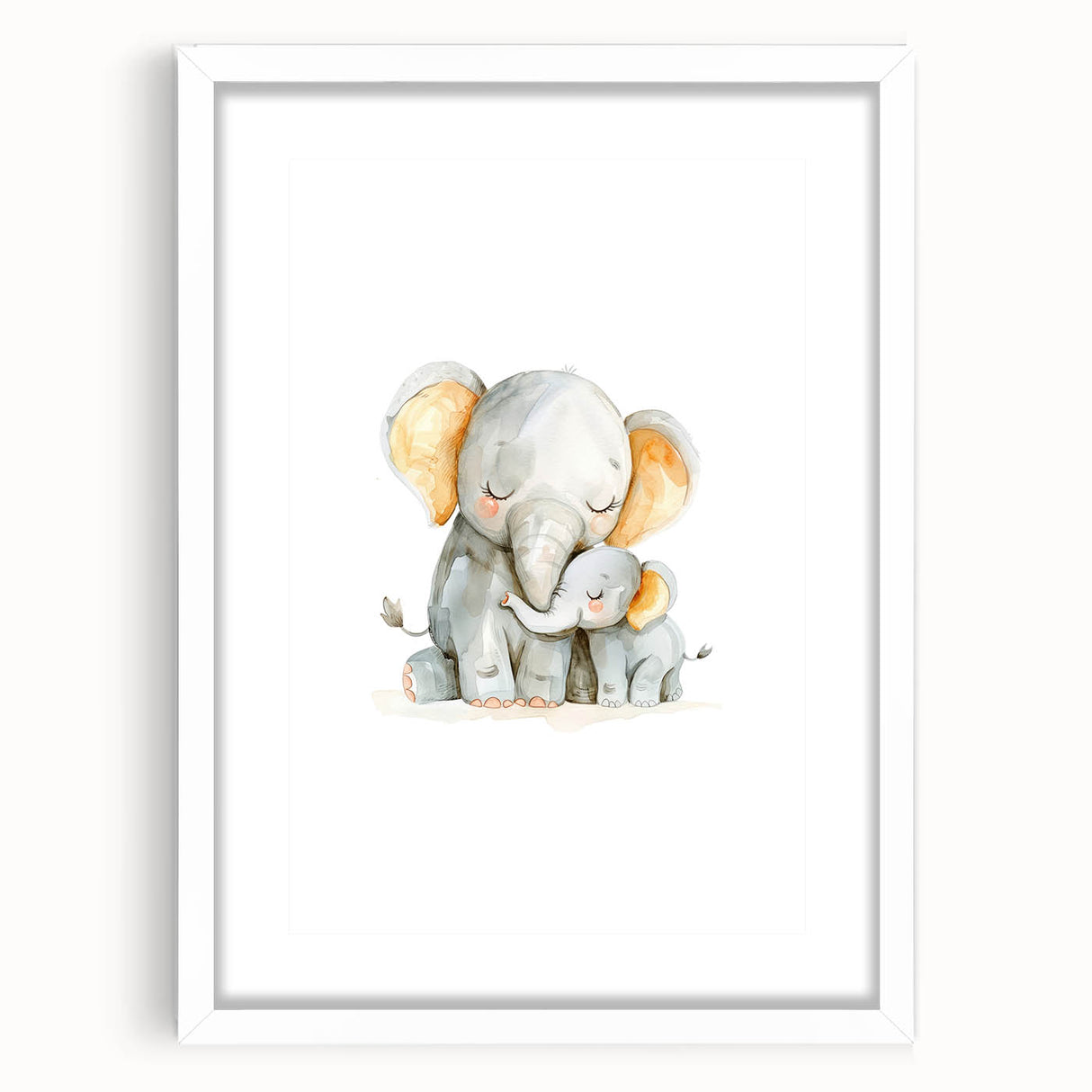 Cuddling Elephants Girls Room Wall Art – Nursery Animal Print