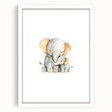 Cuddling Elephants Girls Room Wall Art – Nursery Animal Print
