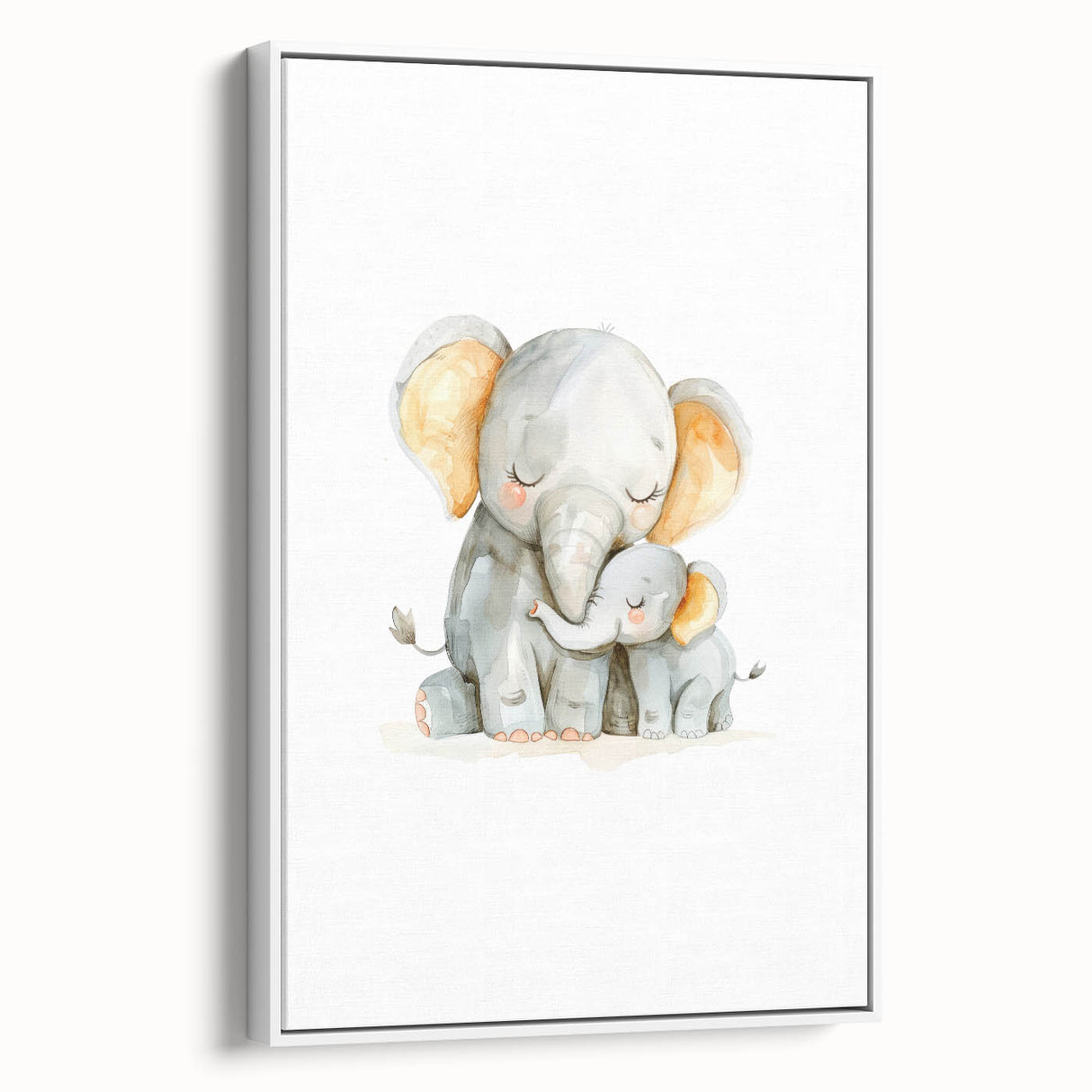 Cuddling Elephants Girls Room Wall Art – Nursery Animal Print