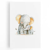 Cuddling Elephants Girls Room Wall Art – Nursery Animal Print