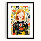 Children's Wall Art Prints – Floral Girl Stretched Canvas Art
