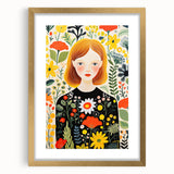 Children's Wall Art Prints – Floral Girl Stretched Canvas Art