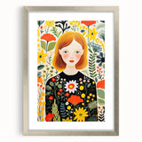 Children's Wall Art Prints – Floral Girl Stretched Canvas Art