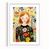 Children's Wall Art Prints – Floral Girl Stretched Canvas Art