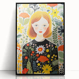 Children's Wall Art Prints – Floral Girl Stretched Canvas Art