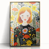 Children's Wall Art Prints – Floral Girl Stretched Canvas Art