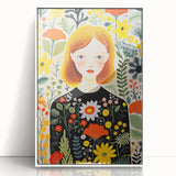 Children's Wall Art Prints – Floral Girl Stretched Canvas Art