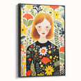 Children's Wall Art Prints – Floral Girl Stretched Canvas Art