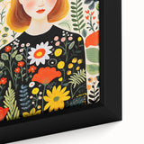 Children's Wall Art Prints – Floral Girl Stretched Canvas Art