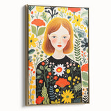 Children's Wall Art Prints – Floral Girl Stretched Canvas Art