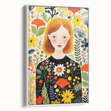 Children's Wall Art Prints – Floral Girl Stretched Canvas Art