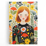 Children's Wall Art Prints – Floral Girl Stretched Canvas Art