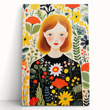 Children's Wall Art Prints – Floral Girl Stretched Canvas Art