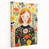 Children's Wall Art Prints – Floral Girl Stretched Canvas Art